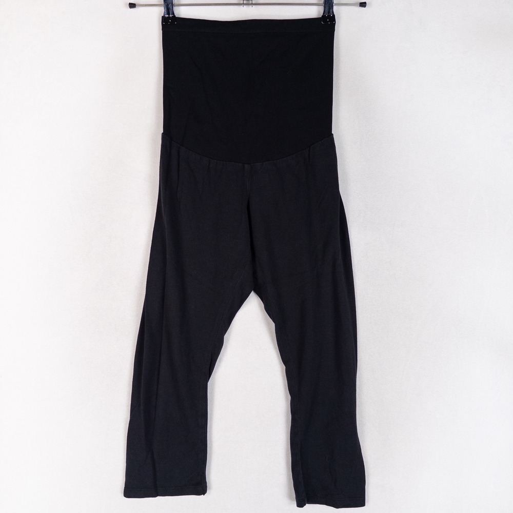A Pea In The Pod Maternity Leggings L Black Over Belly Crop Capri Yoga Casual